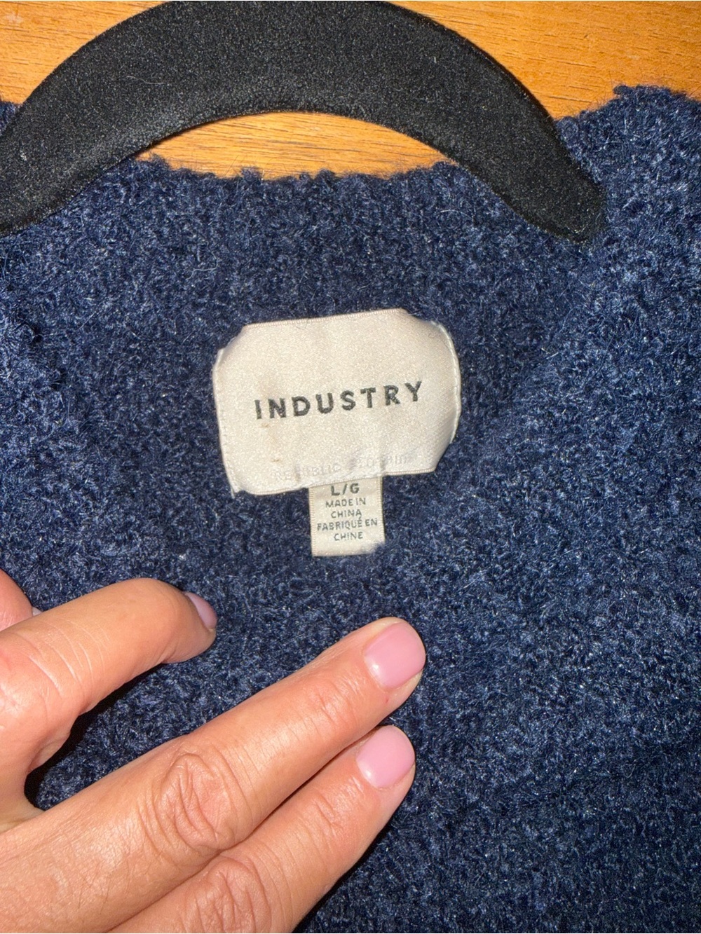 INDUSTRY Women's Navy Crewneck Sweater - Textured Knit